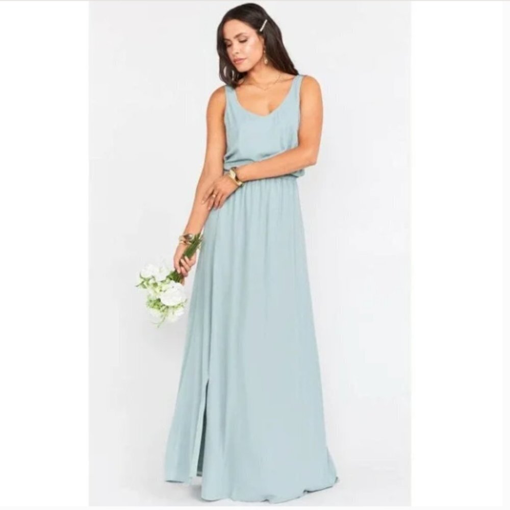 Show Me Your MuMu Kendall Maxi Dress Silver Sage - Picture 1 of 9